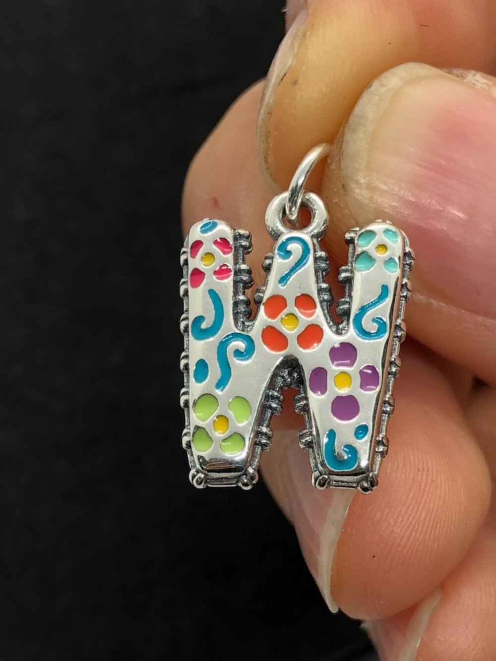 👍👍James Avery Enamel Consuela Floral Initial Charm Letter W Dangle Charm